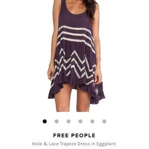 Free People Voile & Lace Trapeze Dress in Eggplant